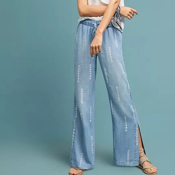 Cloth and Stone Wide-Leg Chambray Pants - Size XS - Picture 1 of 11